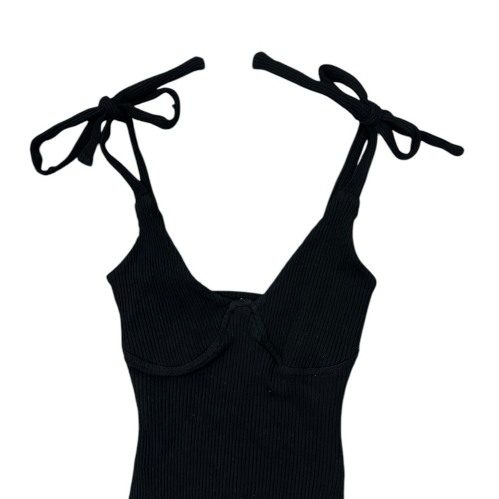Black Tie-Shoulder Bodysuit - Picture 5 of 8